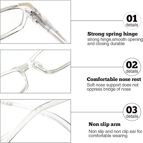 Miniatura 4 de VIDEBLA Paquete de 5 lentes de lectura para computadora para hombres y mujeres, antifatiga ocular con bloqueo de luz azul para lectura