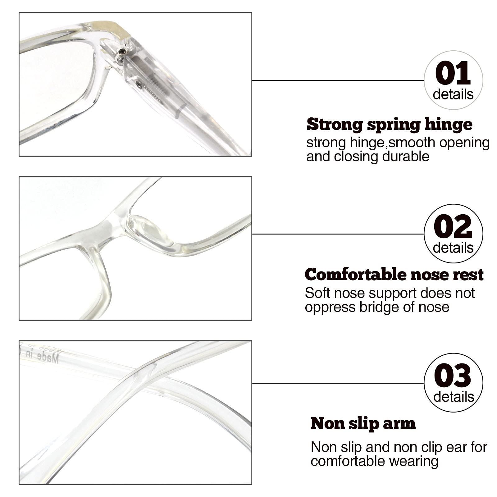 Pack de 5 gafas de lectura para ordenador para hombre y mujer, antiojos, color azul