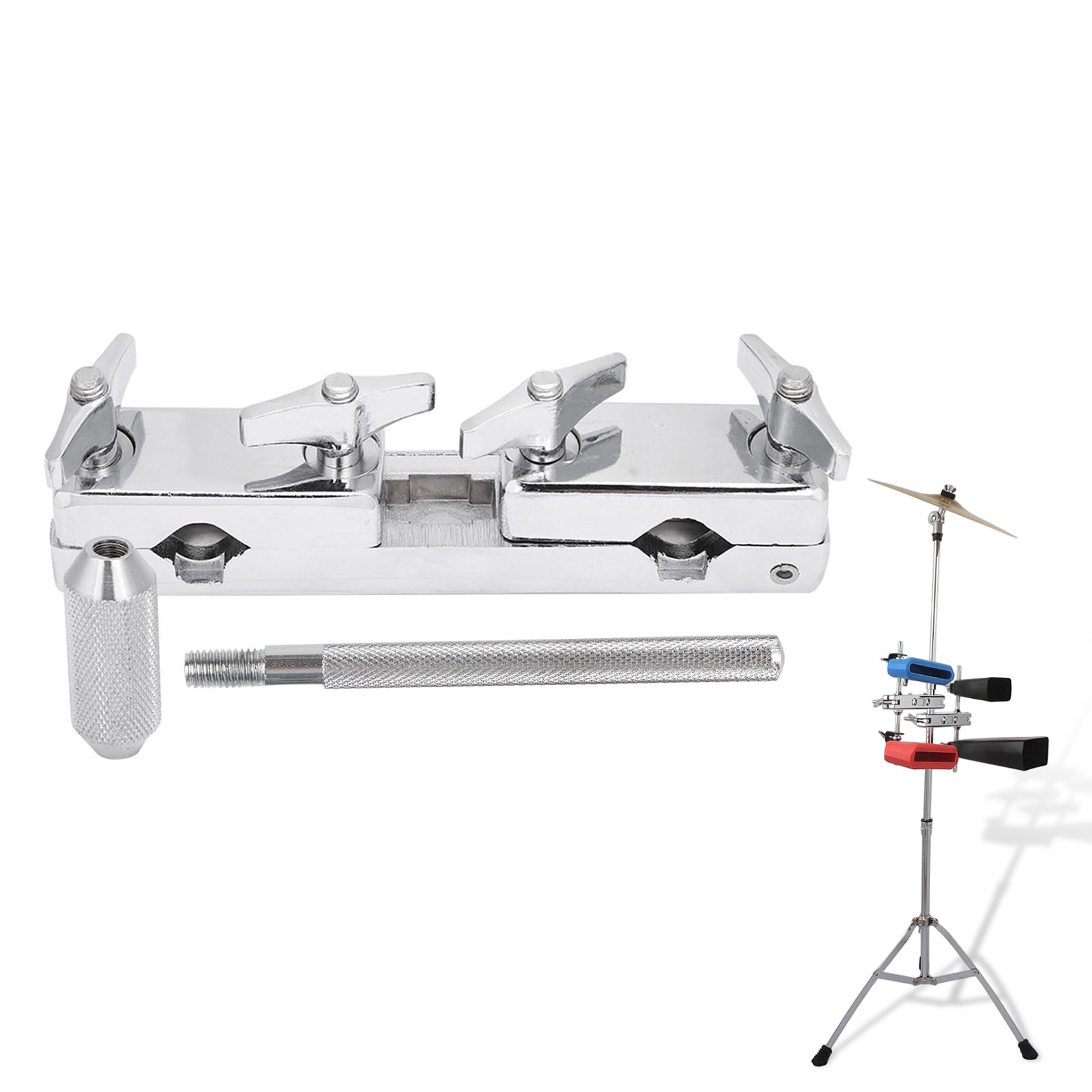 Batteria a Campana con Clip, Asta di Supporto in Ferro per Strumento a Percussione Campanaccio Morsetto per Supporto in Metallo Aste a Giraffa per Piatti Batteria