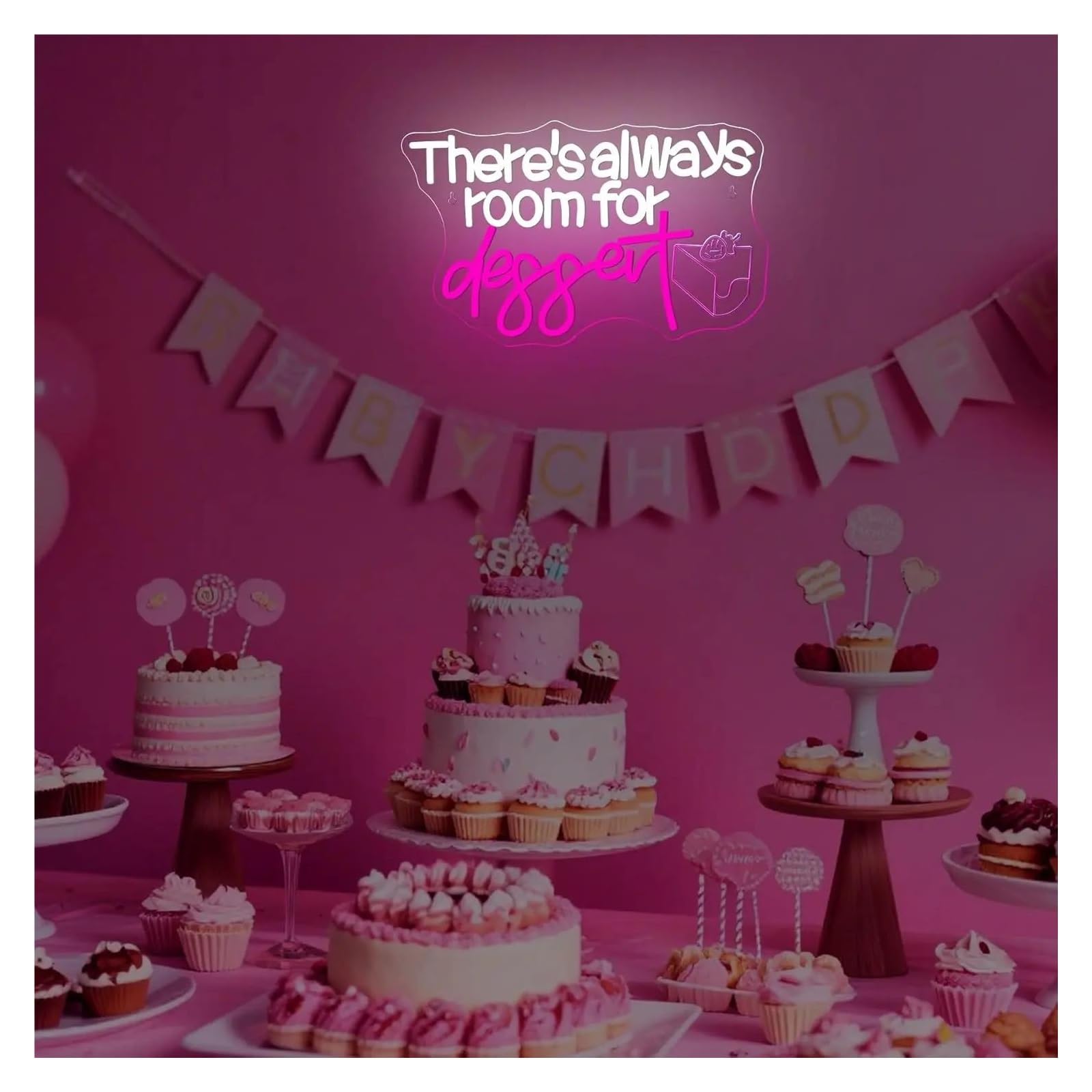 XENITE Luces Art Decoration Christmas Lámpara LED Regulable There's Always Room Para Tiendas De Aperitivos, Dulces Y Postres, Bares, Dormitorios, Fiestas Y Decoración Del Hogar 43cmx27cm