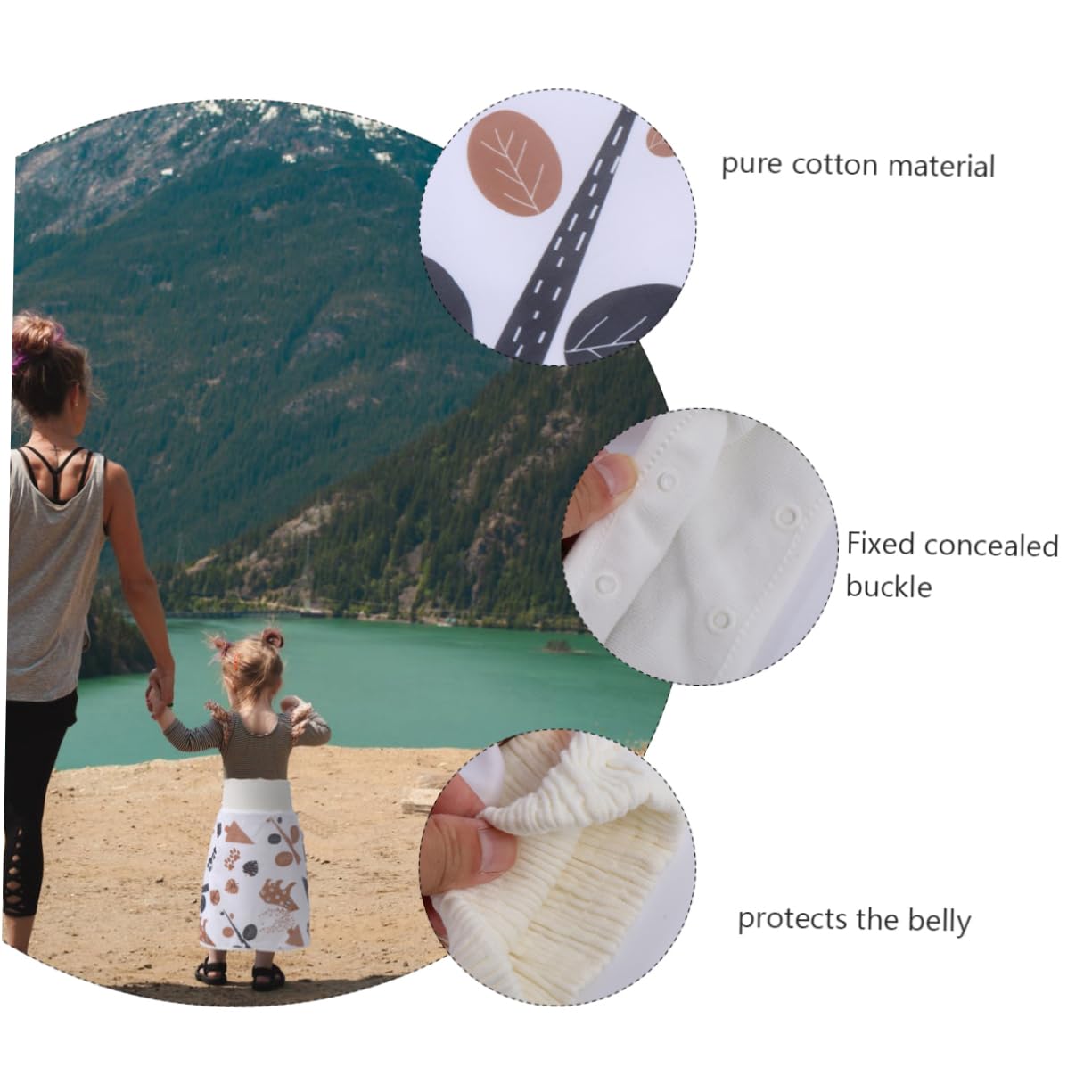 Abaodam 3pièces Culotte Apprentissage à Eau Pour Bébés Jupe Nappy Coton Lavable Design Adorable Les Fuites