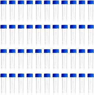 5ml Plastic Test Tubes Screw Caps Small Bottle Vial Storage Vial Storage Container for Lab-50pcs