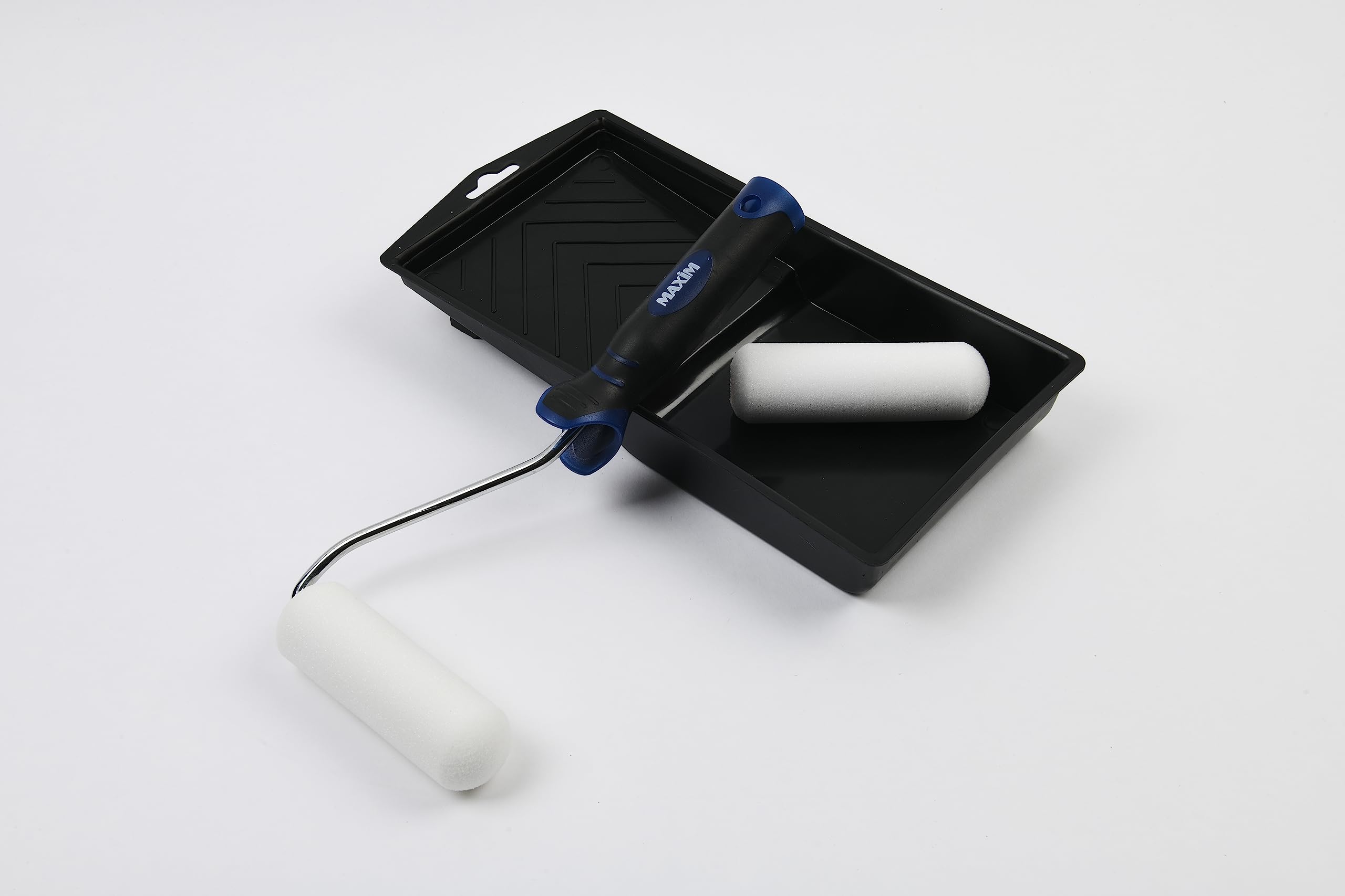 Maxim Kit de mini rouleau professionnel en mousse, manchons doubles de rouleau en mousse de 10,2 cm, mini plateau noir de 10,2 cm, rouleaux en mousse haute densité et poignée en caoutchouc souple,