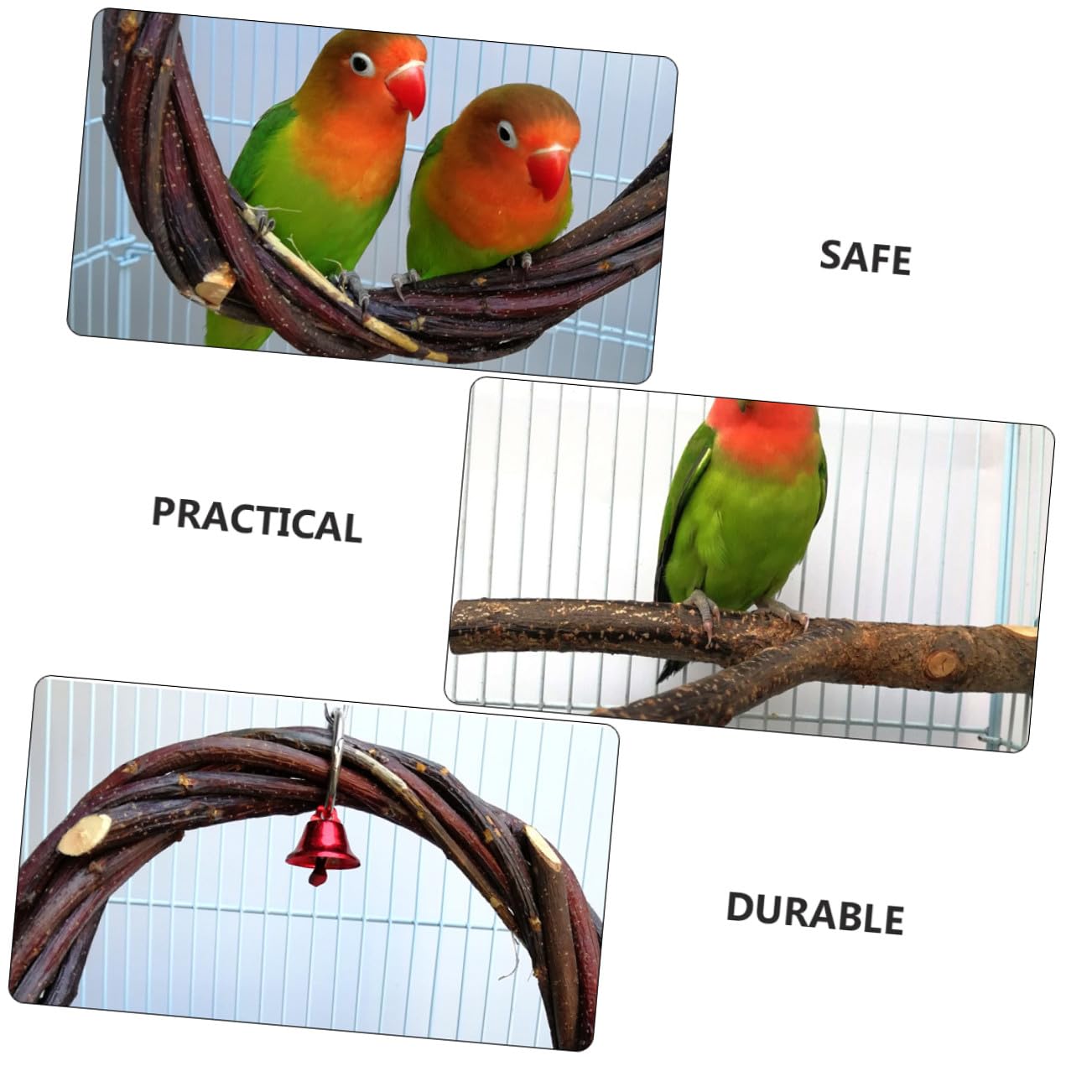 Sosoport 3sätze Vogelspielzeug Mit Schaukel Und Stehständer Geflochtener Ring Aus Apfelholz Für Papageien Und Wellensittiche Spiel Und Bewegung Im Vogelkäfig
