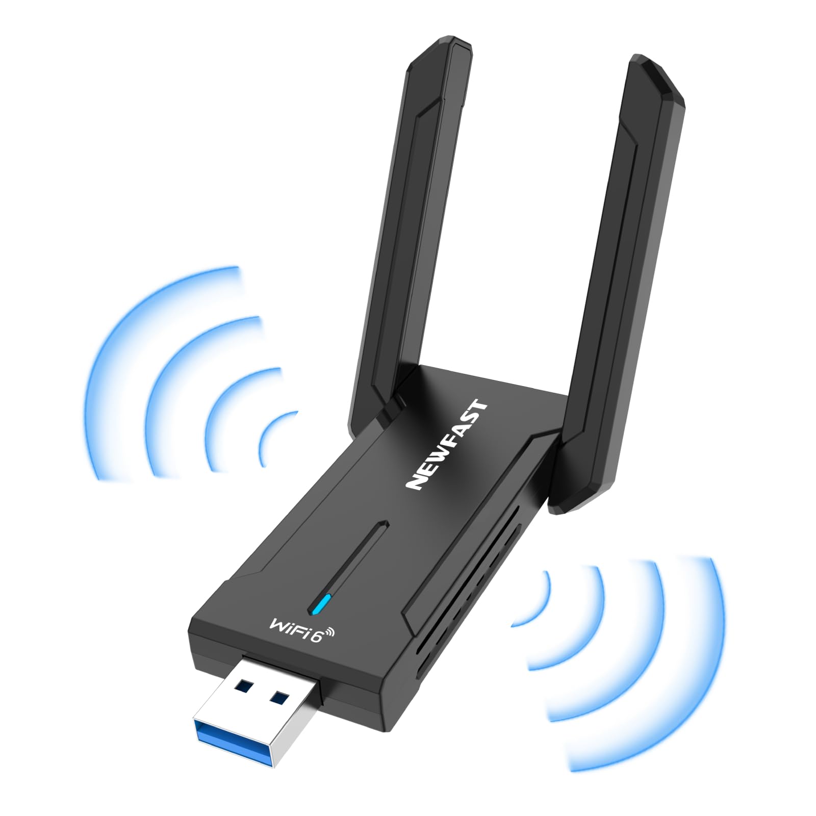 NEWFAST 5400Mbps Chiavetta WiFi per PC Fisso, USB WiFi 6E Antenna WiFi USB | Tri-Band 6/5/2,4GHz Chiavetta WiFi 6 Supporta Windows 11/10, USB3.0, OFDMA, MU-Mimo, WPA3 (NF-U353)