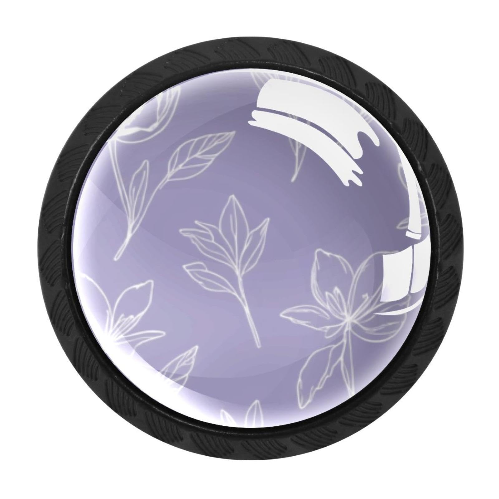 CHENZZZZ 4 PCS Floral Purple_2 Crystal Glass Cabinet Knob Drawer Pull Handle for Kitchen Cupboard Dresser Wardrobe etc