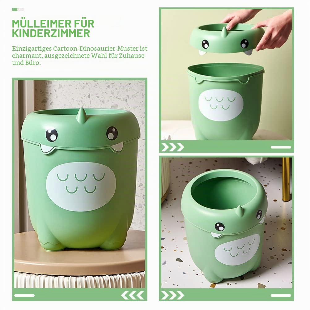 Mülleimer -Mülleimer mit Cartoon-Tier-Design, Müllbehälter für Badezimmer, Küche, Schlafzimmer, Hellgrün Auto