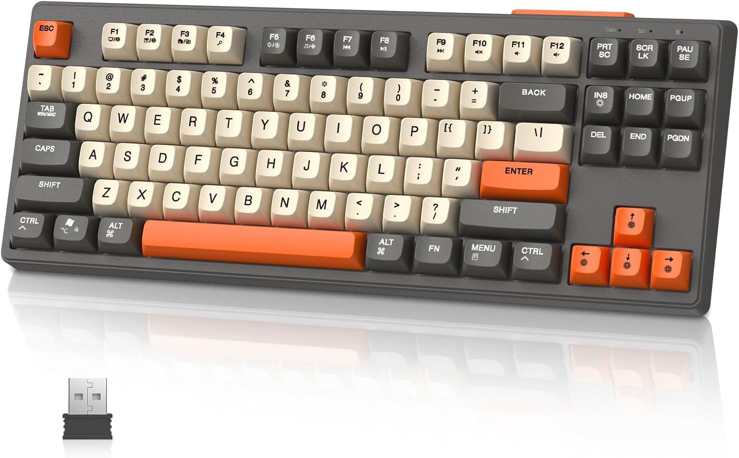 FELICON Ziyou Lang M87 TKL Wireless Keyboard, Dual Mode Bluetooth/2.4Ghz, Rainbow Backlit, PBT Round Keycaps, 4000mAh Rechargeable Mute Membrane Keyboard for Mac/Win/Office, Twilight