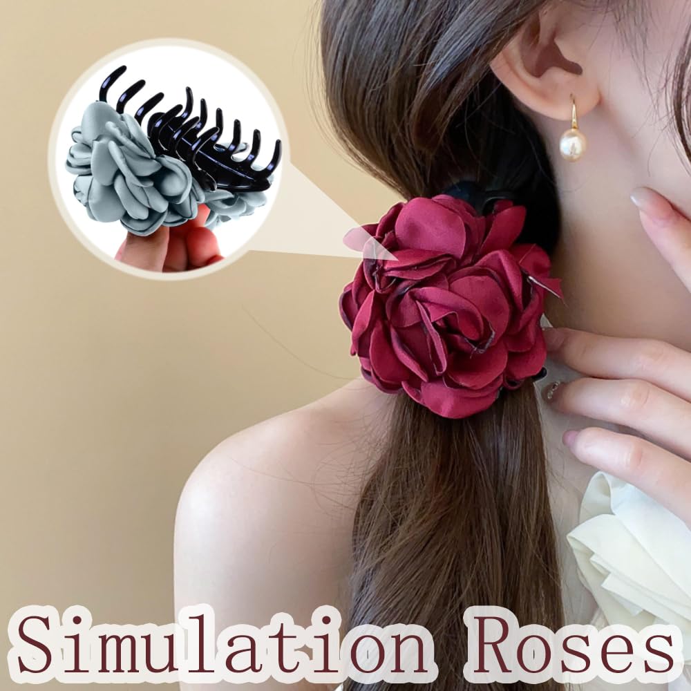 Set Di 4 Fermagli Per Capelli A Fiore Di Seta Giglio Rosso Fuoco &ndash; 3,5 Pollici &ndash; Stile Pin Up, Rockabilly, Hawaiiano