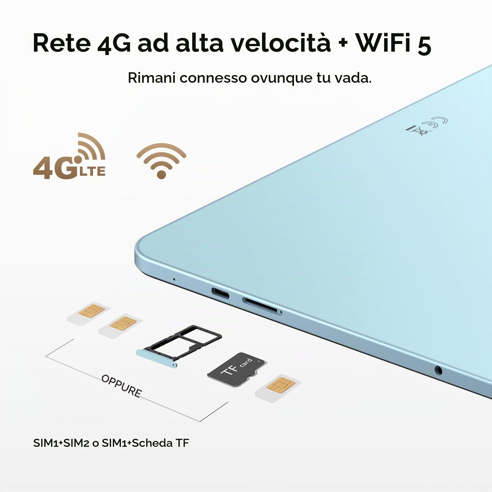 P13 Pro Tablet 13 Pollici, IPS 2.4K, 120Hz,T7280 Octa-Core, 48GB+256GB(TF 2TB), 12000mAh/18W, 16MP+8MP, 4G LTE, Gemini AI Tablet android 16, Face ID/WiFi5/GPS/FM/Tablets Tastiera e Penna, Blu