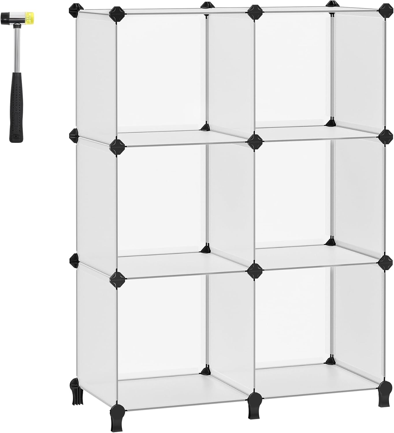SONGMICS 6 Cube Storage Unit, Modular Plastic Cube Storage Organiser with Feet, Shoe Rack, Each