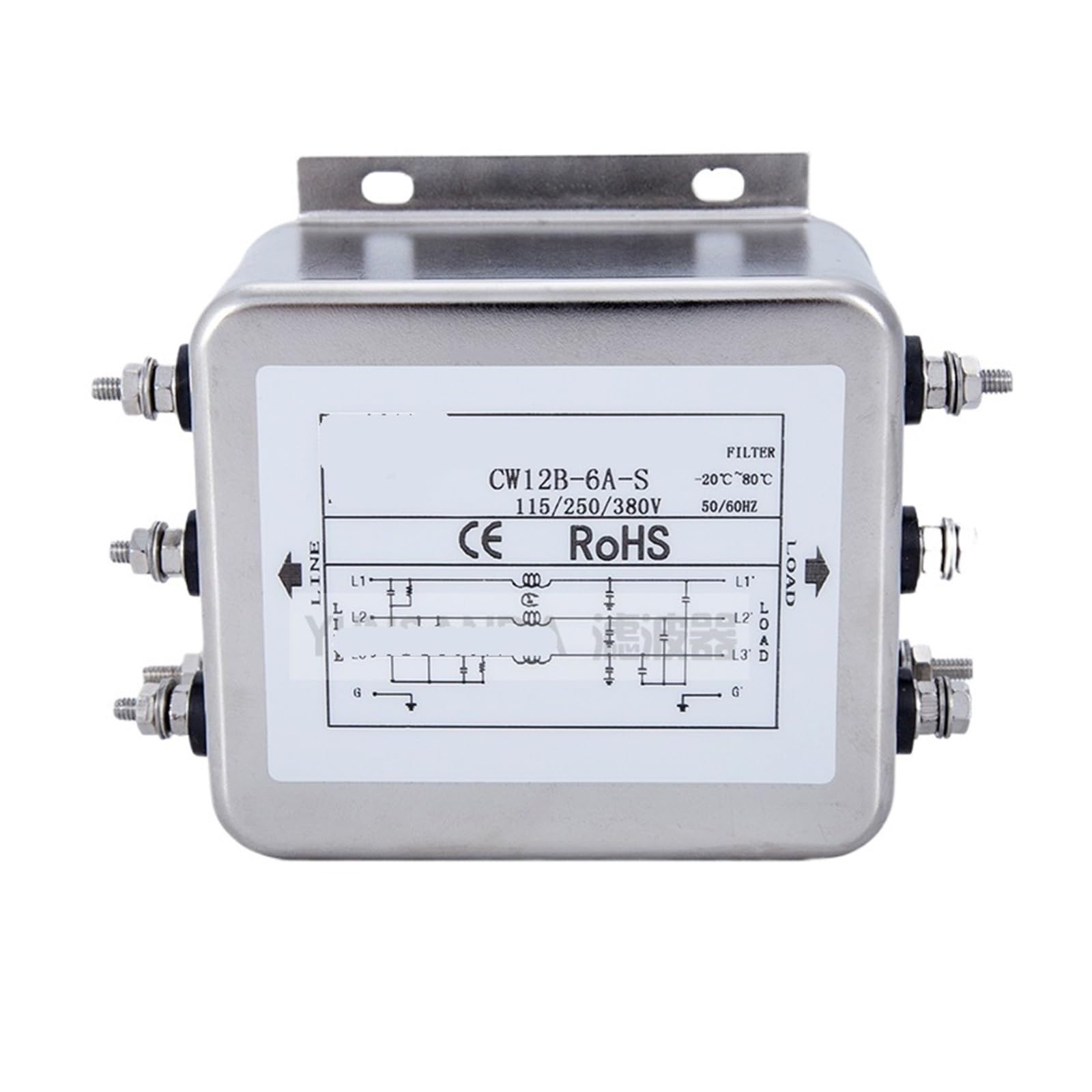 CAAUYXZW Three-Phase Three-Wire AC Power Filter Inverter CW12B 60A 50A Screw Interface(CW12B-6A-S)