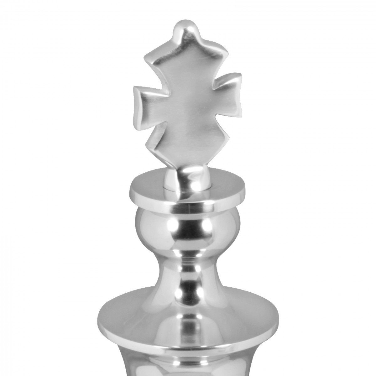 FineBuy Deko Schachfigur 60 cm Aluminium Silber, Skulptur XXL | Dekofigur aus poliertem Metall, Statue handgefertigtes Unikat, Wohndeko für Wohnzimmer, Regal und Sideboard