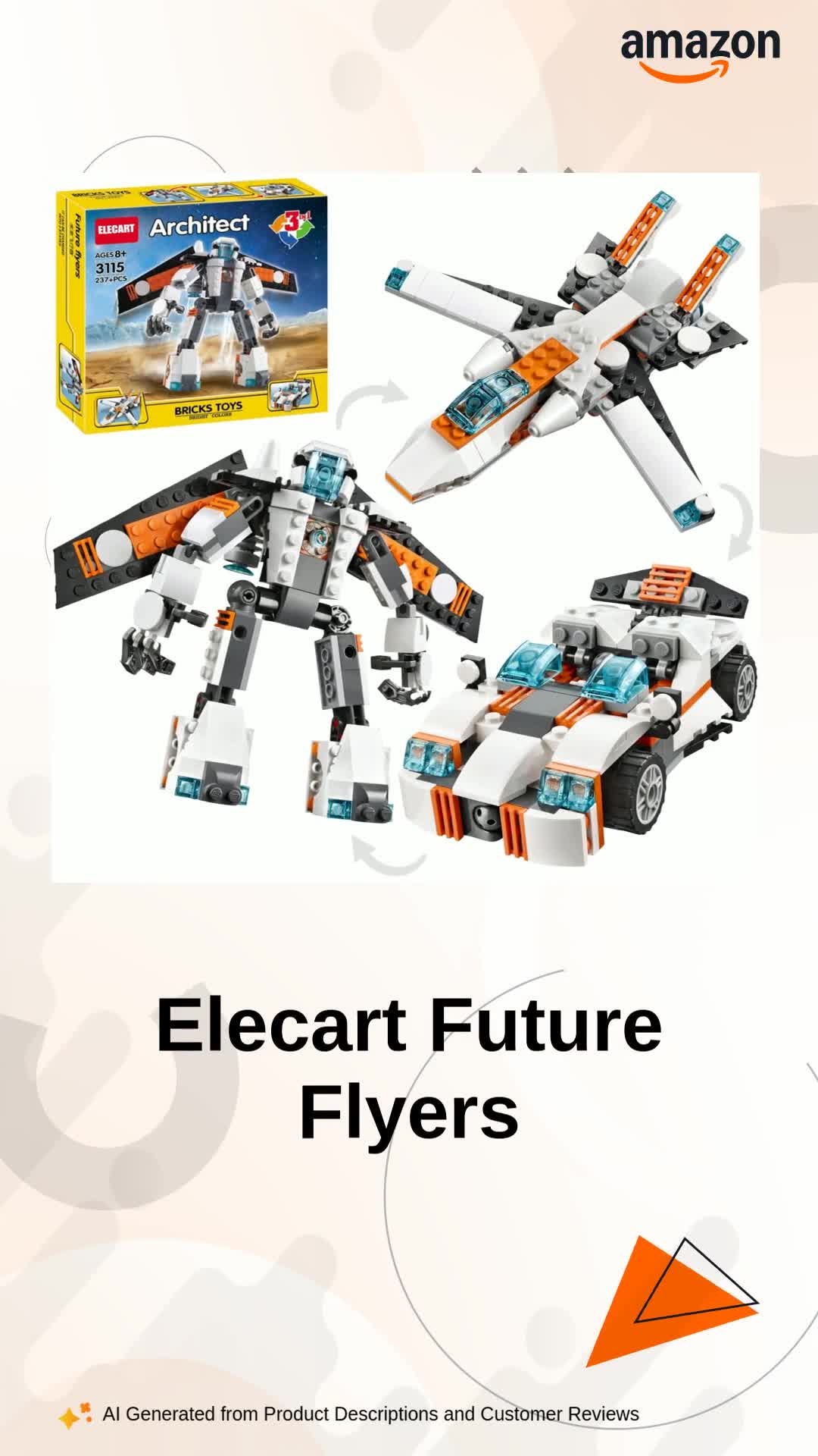 Elecart Future Flyers 3 in 1 Architect Brick Toys 168+ Pieces Age