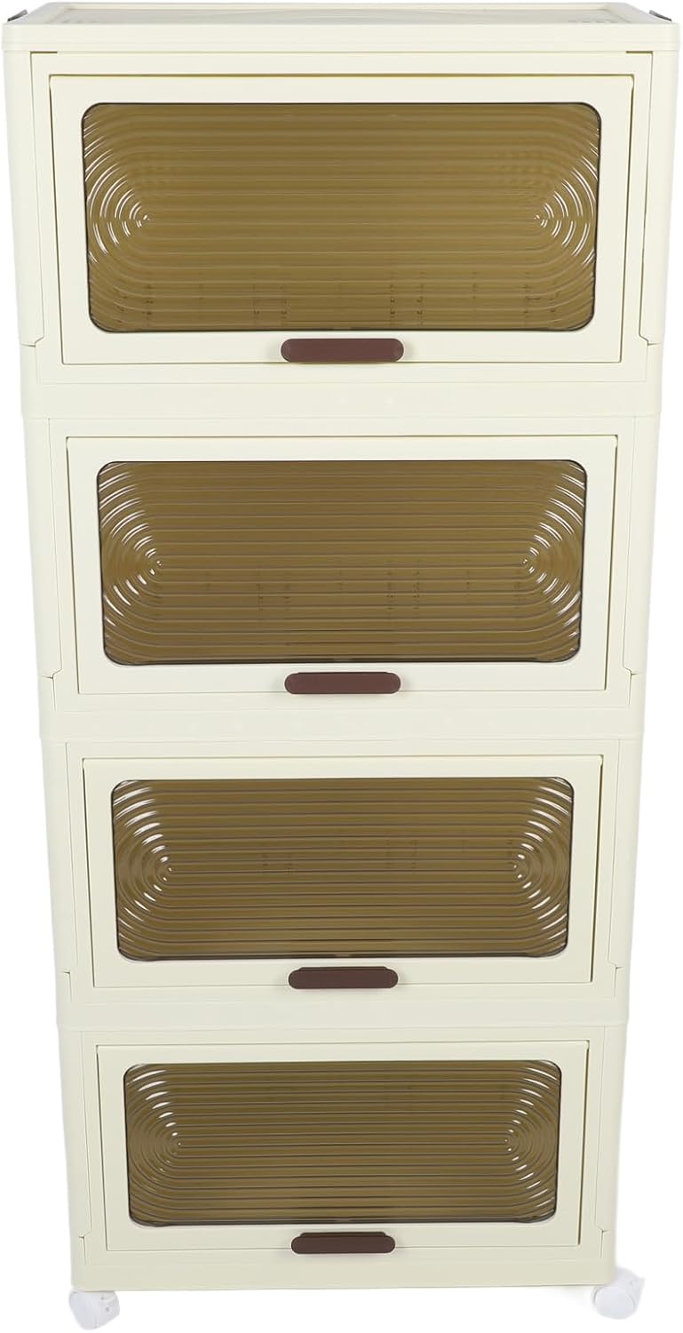 Focket Storage Container, Space Saving PP Easy to Move Stackable Storage Box Clear 57cm for Kitchen for Bathroom (4 Tier)