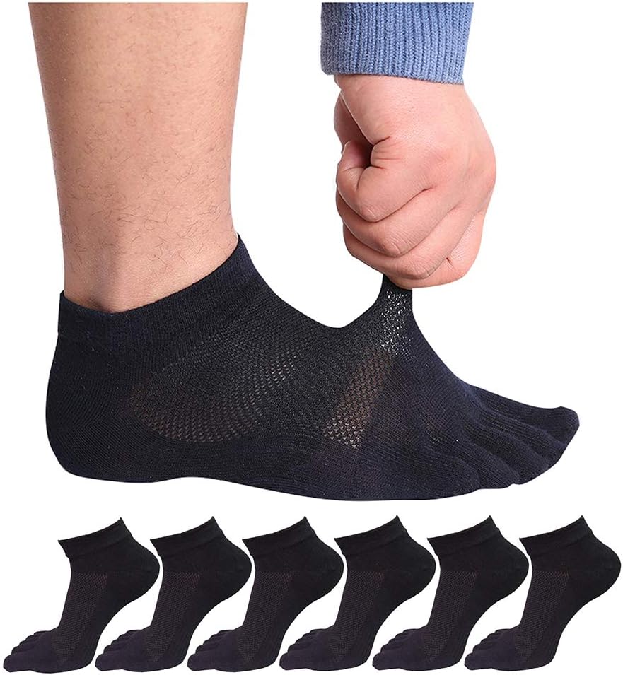 Men's Five Finger Toe Socks Cotton Crew Casual Colorful Patterned 5/6 Pairs