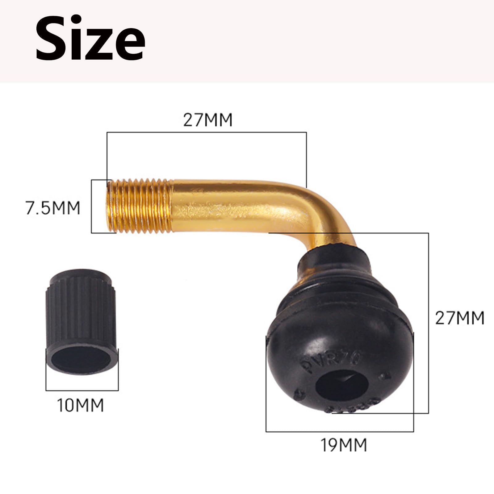 6 Unidades PVR70 Válvula de Rueda, Válvula Tubeless 90 Grados, Latón para Motocicletas, Autos, Bicicletas, Scooters