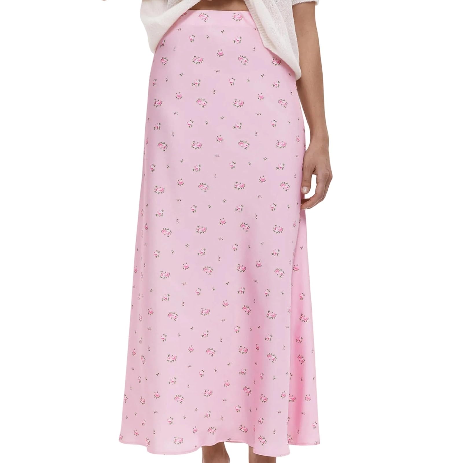 Gonna Lunga Da Donna In Raso Stampa Floreale,Gonne Midi Fluide A Trapezio | Abiti Aderenti Estivi, Gonne A Sirena A Vita Alta, Vacanze Al Mare, Estate, Outfit Concerti Country