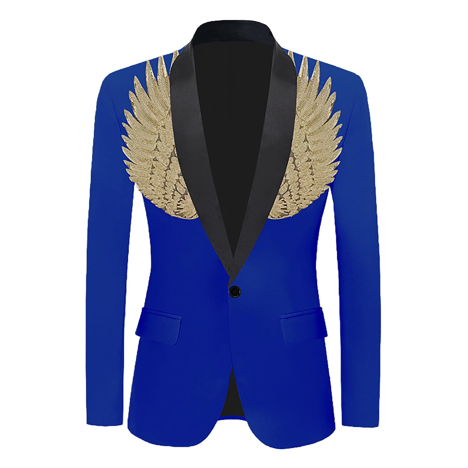 Generico Chaqueta de hombre casual elegante con acabado metalizado ligera y cómoda para noches especiales de manga larga abierta en la parte delantera con purpurina brillante para fiesta casual