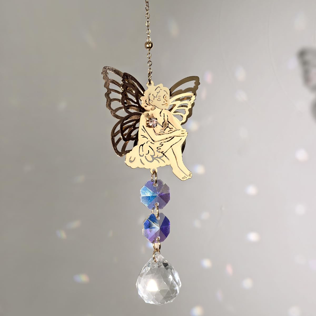 Crystal Suncatcher for Windows - Rainbow Maker Sun Catchers with Prisms Butterfly Hanging Ornament for Christmas Wedding Garden Home Decor Gift