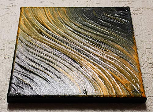 Tableau contemporain fluide jaune 20x20 cm pour deco - 5
