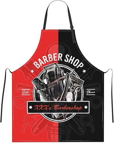 MLIANCEN Delantal de peluquería personalizado para hombres y mujeres, delantal de peluquería con texto personalizado con bolsillos, delantal