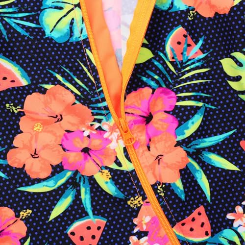 Image of Girls Long Sleeve Zipper Rash Guard 1 Piece UPF 50+ Sun Protection