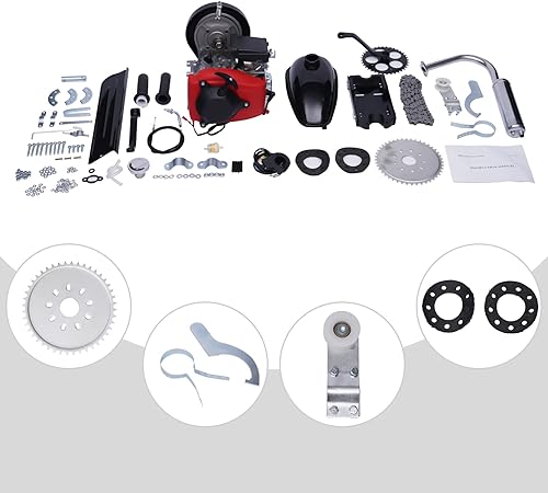 Miniatura 5 de Kit de motor de motor de gas 49CC Motor de bicicleta de 4 tiempos Motor de un solo cilindro refrigerado por aire con correa para bicicletas adultas