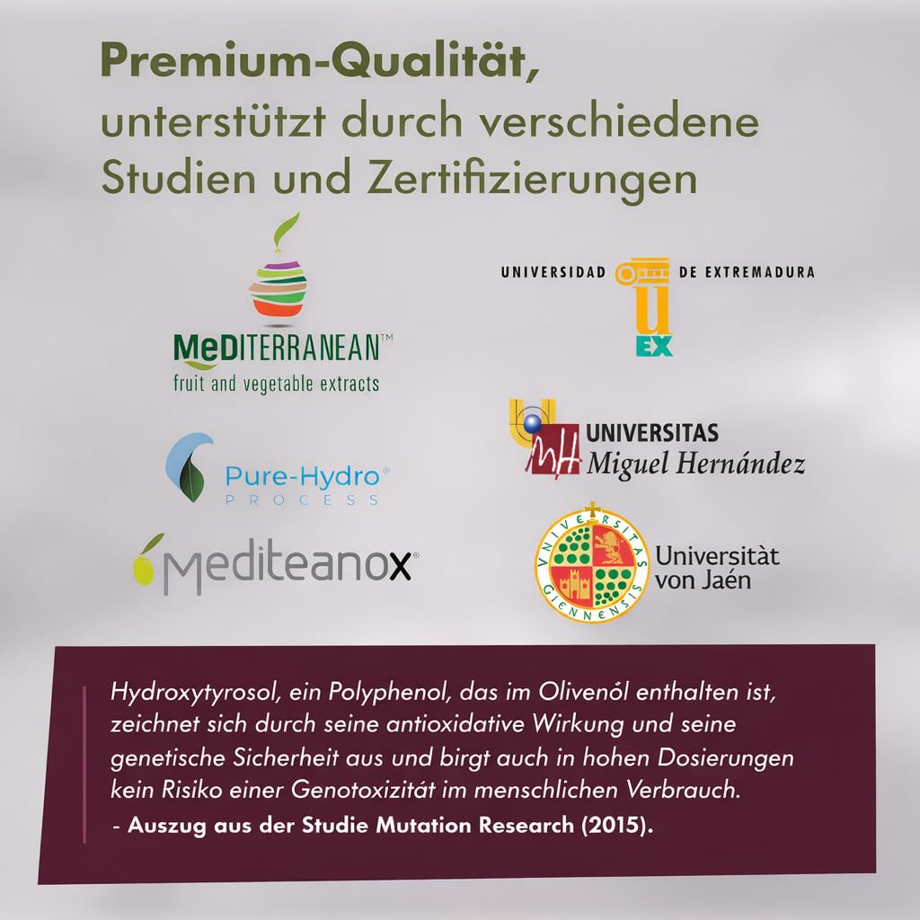Granatum Plus - Hydroxytyrosol Plus - Nahrungsergänzungsmittel - Gewonnen aus Extra Nativem Olivenöl - Antioxidatives Supplement - Allgemeines Wohlbefinden - Hergestellt Spanien - 1 Box 60 Tabletten