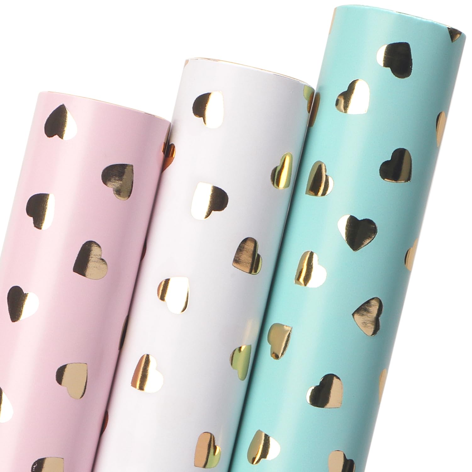 Ribbli Mini rollo de papel de regalo para el día de San Valentín con forma de corazón para mujeres y niñas, aniversario, cumpleaños, boda, 17 x 120 pulgadas por rollo