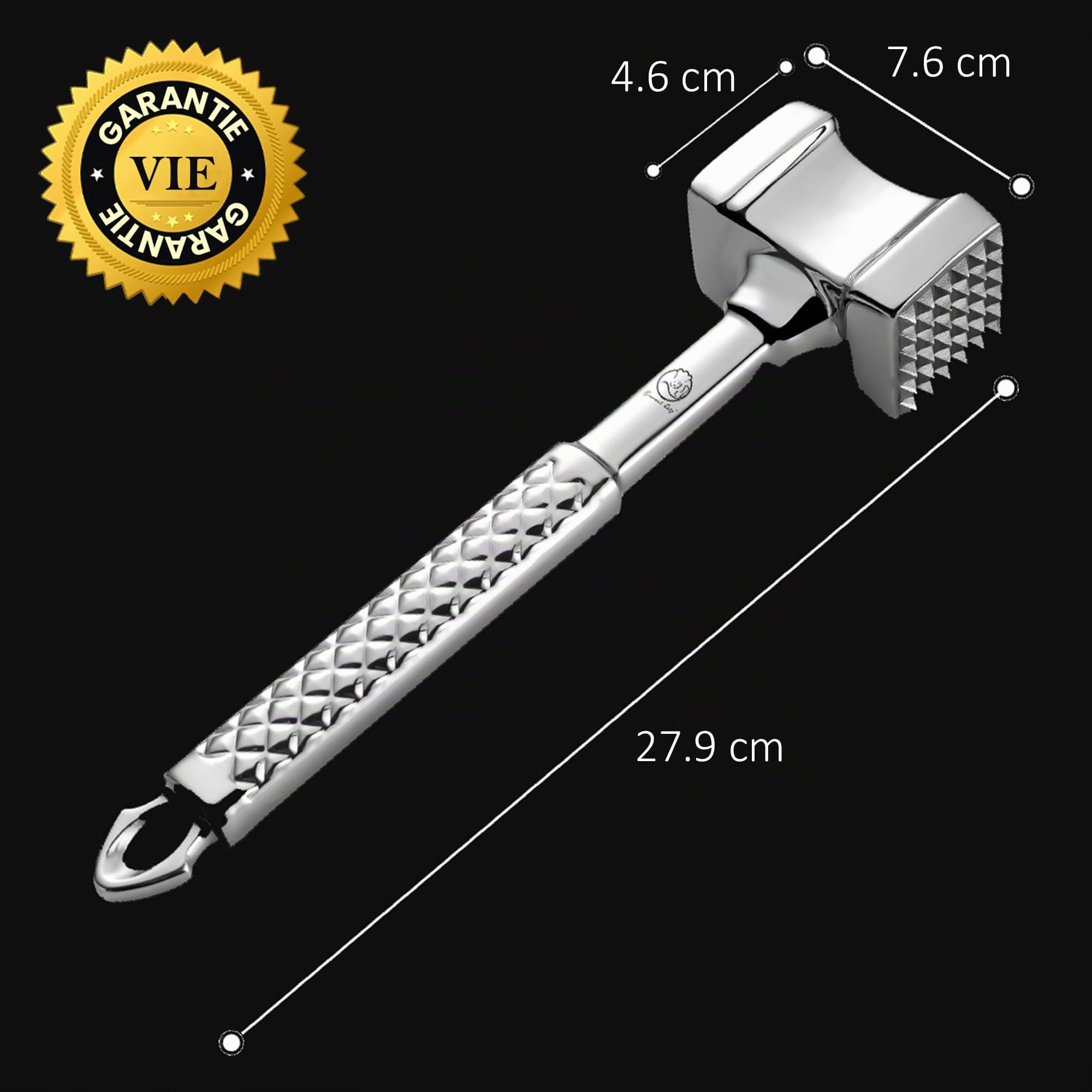 Attendrisseur de viande en inox - Marteau à viande double face professionnel - Gourmet Easy