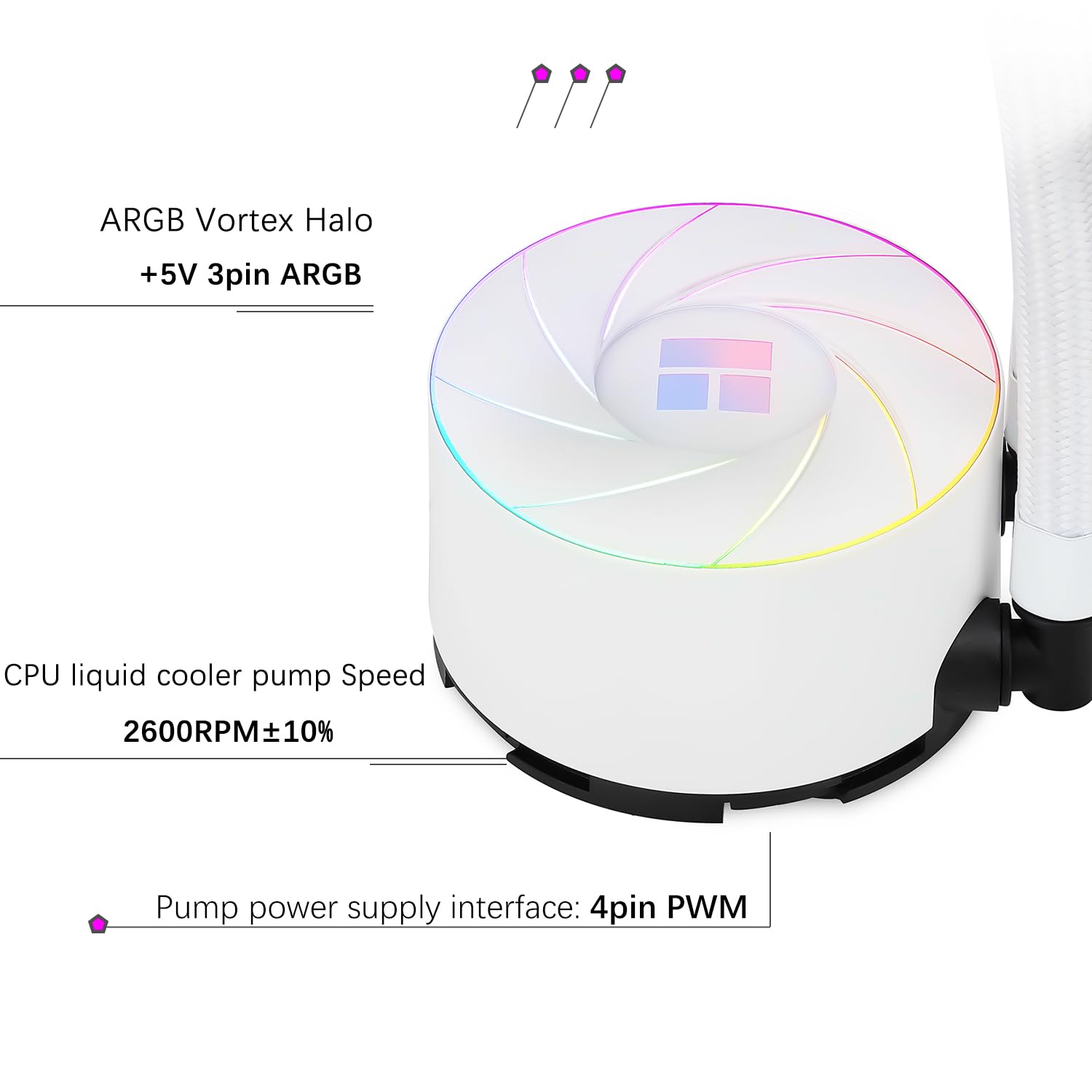 TR-Thermalright AQUA ELITE 240 Bianco ARGB Liquid CPU Cooler, 240 mm Aio Cooling, doppia ventola PWM Low Noise-ARGB, per AMD AM4/AM5, Intel LGA1851/1700/115x/1200/2011(bianco)