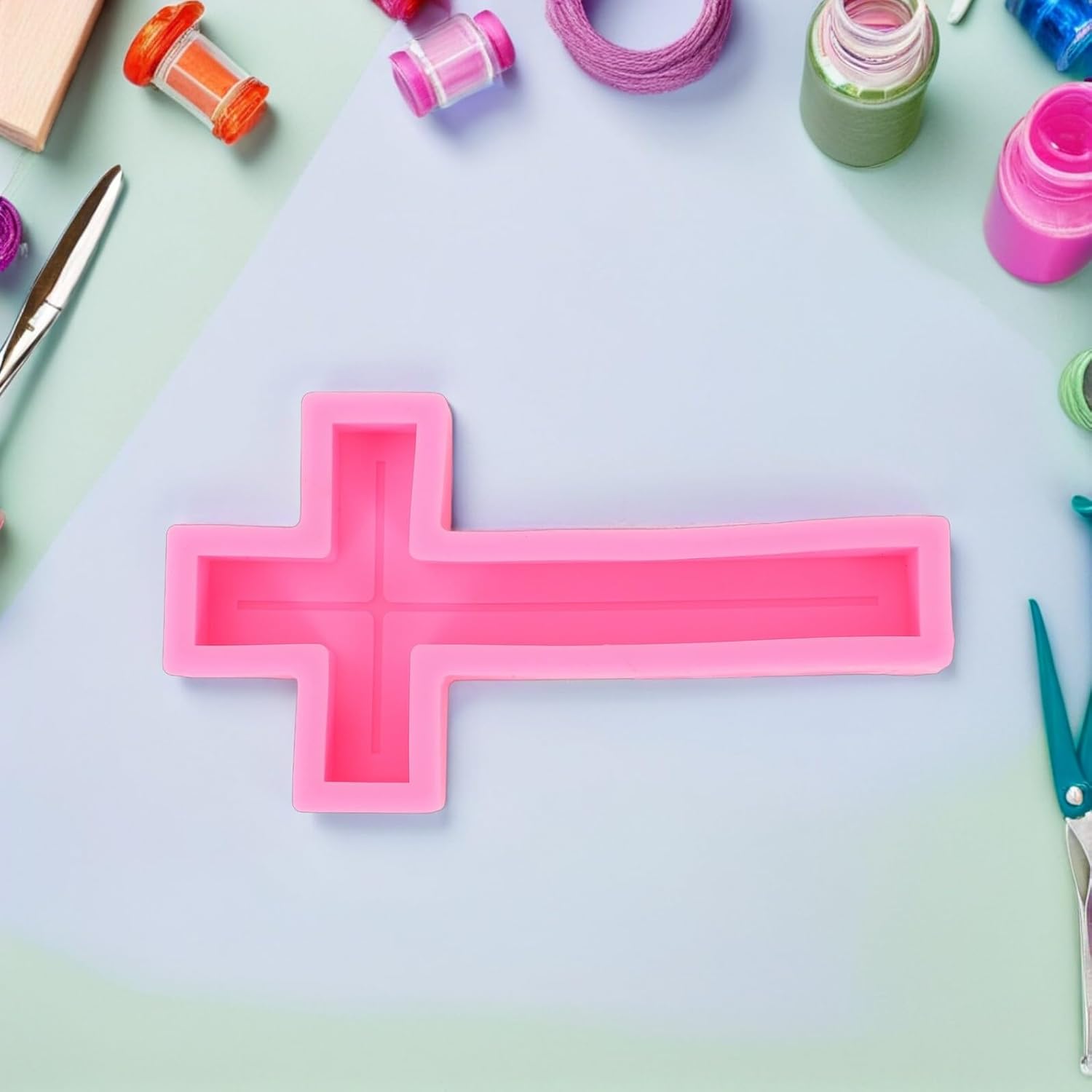 大型十字架シリコーン型 高耐熱で滑らかな離型 キャンドル 鹸 樹脂クラフト用多用途モールド 繰り返し使用可能で宗教クラフトに