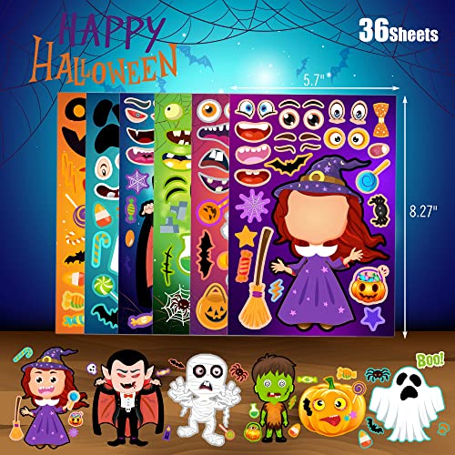 36 Sheets Halloween Stickers for Kids, Make Your Own Halloween Stickers - image 3