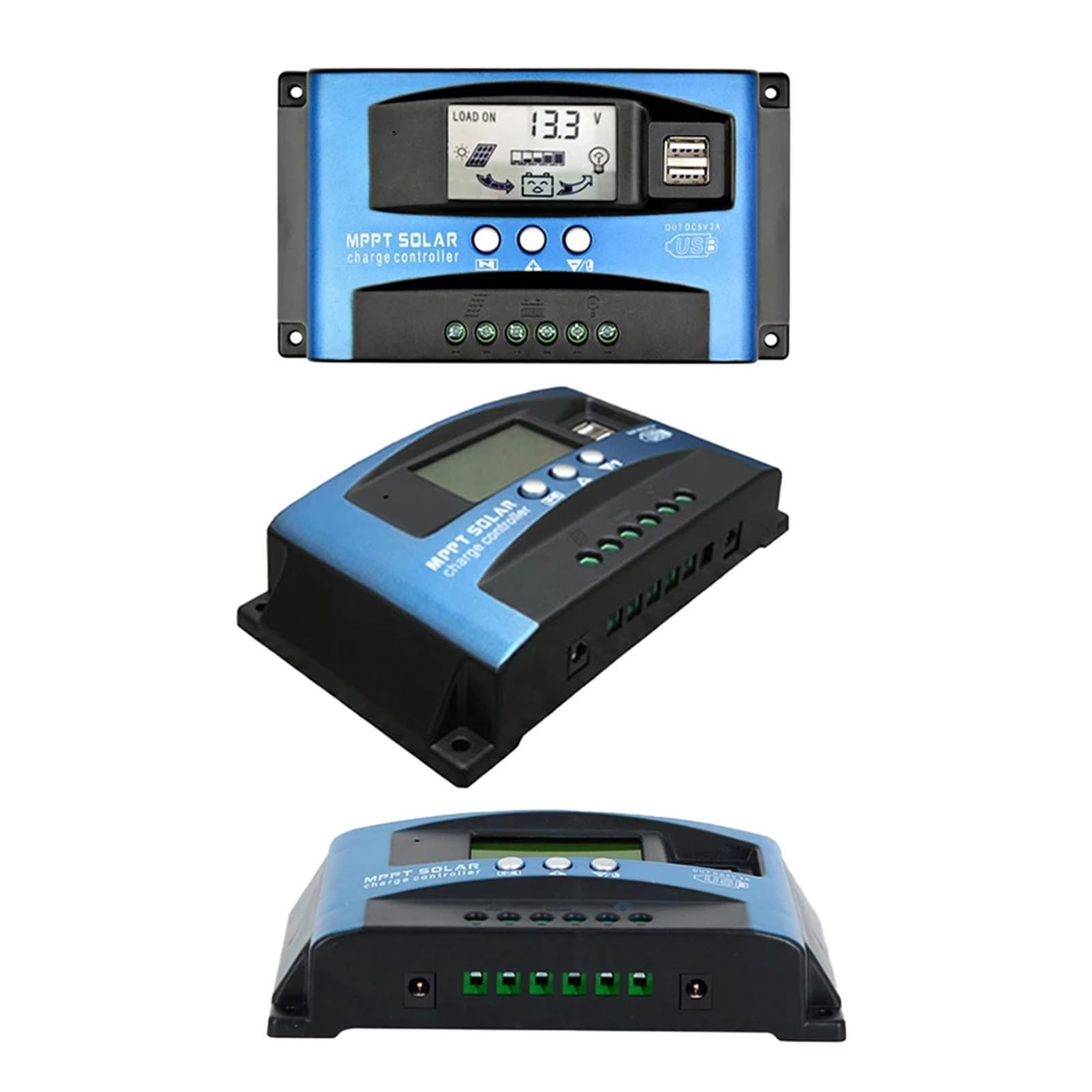 Solarregler, MPPT Solarladeregler LCD-Anzeige 30A 40A 50A 60A 100A Solarpanel-Batterieregler Dual USB 12V 24V Solarregler(50A)