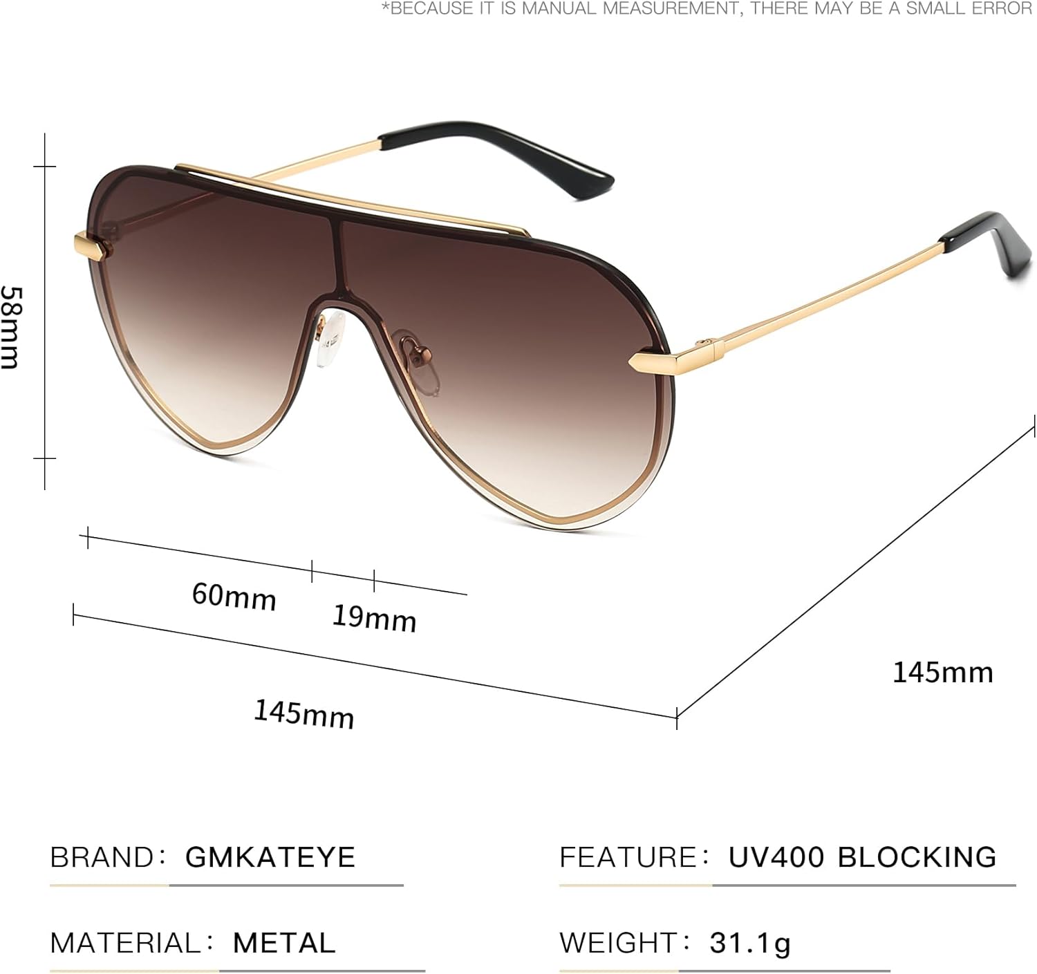 Chic Oversized Shield Sunglasses Womens Trendy, Designer Stylish UV Protection Sun Glasses Large Frame Shades - Image 5