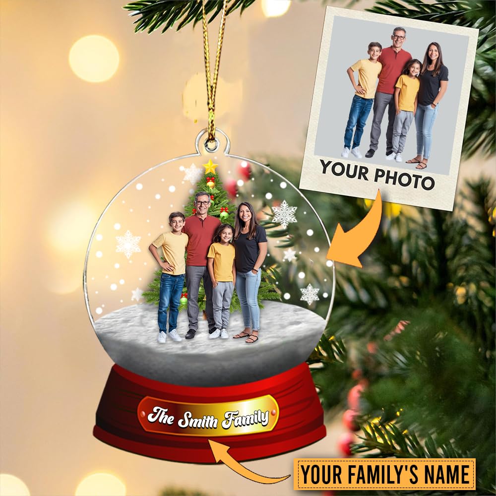 Custom Photo Elder Snow Globe - Personalized Custom Acrylic Ornament - Christmas Gift For Couple Designed By Ondrea Arbitrary
