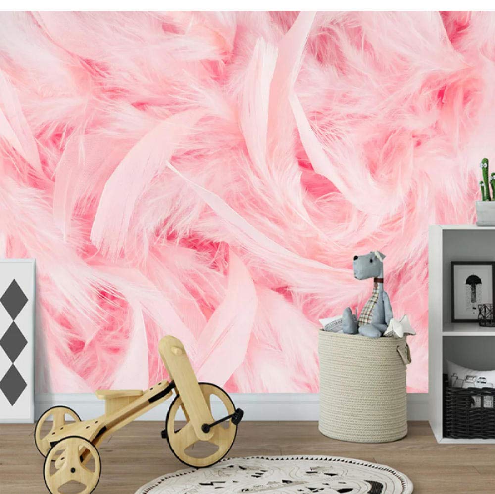 Buy Wallpaper 3D Ceiling Art Print Mural Design Pink Feather Tv