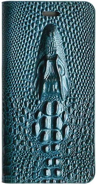 Étui de téléphone Apple iPhone SE KANUZ bleu crocodile housse à clapet finition premium