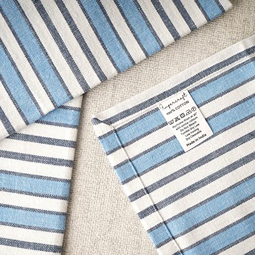 Image of FINGERCRAFT Kitchen Cloth 100% Soft High GSM Cotton Fabric Kitchen Towel, 20 x 30 Inches Perfect Size for Kitchen Uses, Set of 6, Multipurpose Use as Dish Towel, Bar Towel (Blue White Stripe)