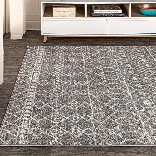 Tapete decorativo rectangular gris y crema 160x228 cm miniatura 3