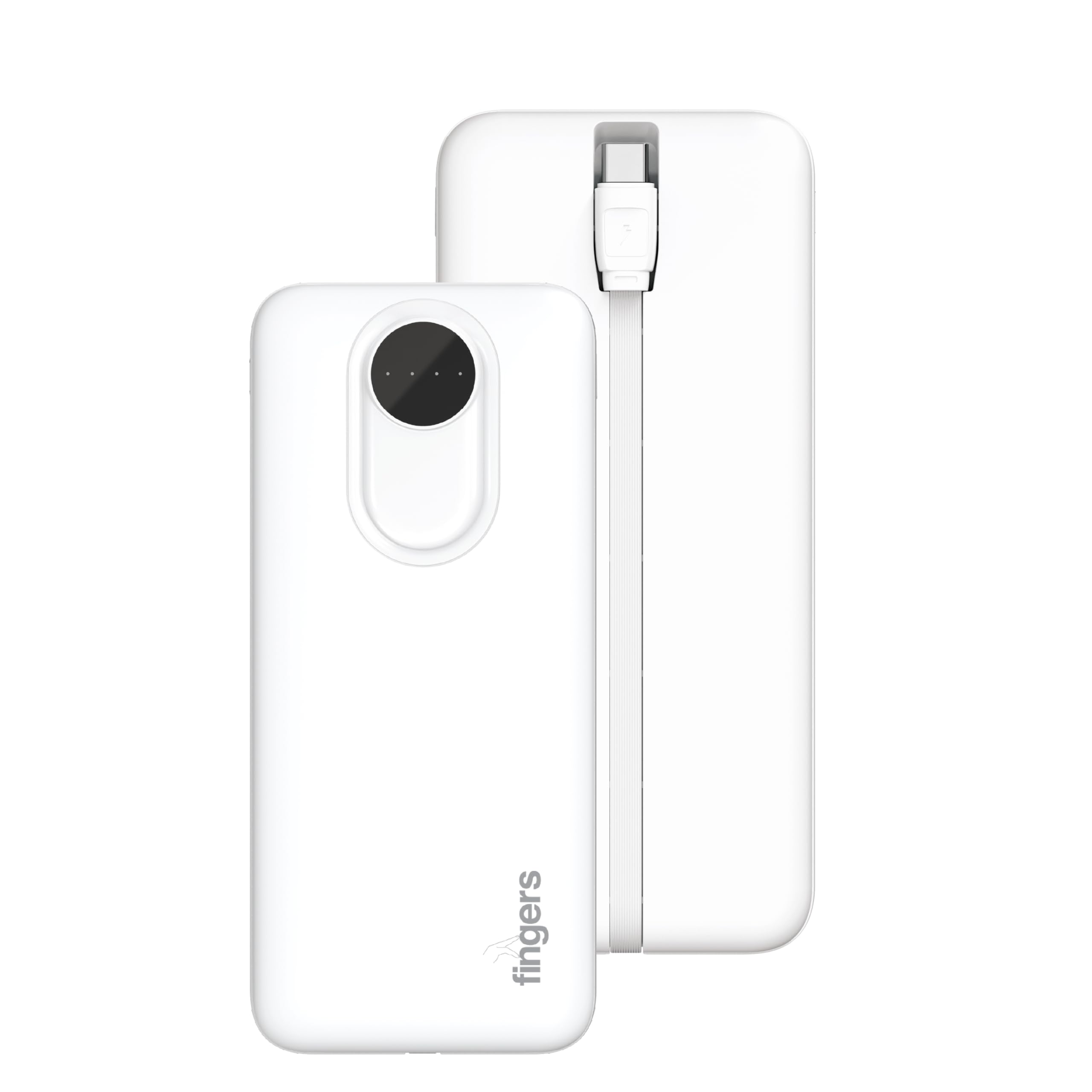 FINGERS Kickstart-C11 Compact Power Bank (10,000 mAh Li-Polymer, Built-in Type-C Cable, Quad Output (2 USB-A + Type-C + Built-in Type-C Cable), Triple Input, LED Battery Indicator) – Rich White-image-35