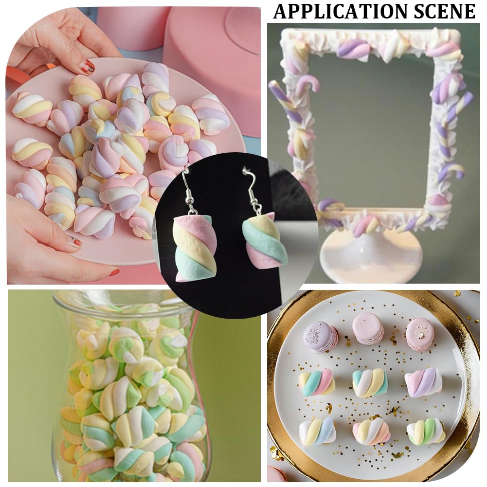 SUNNYCLUE 18 pz. Ciondoli di Caramelle In Resina Figure di Dessert Modello di Marshmallow Artificiale Mini Statuine di Marshmallow Dolci Cibo Finto per Casa Ufficio Scrivania Bomboniere per Feste Acce