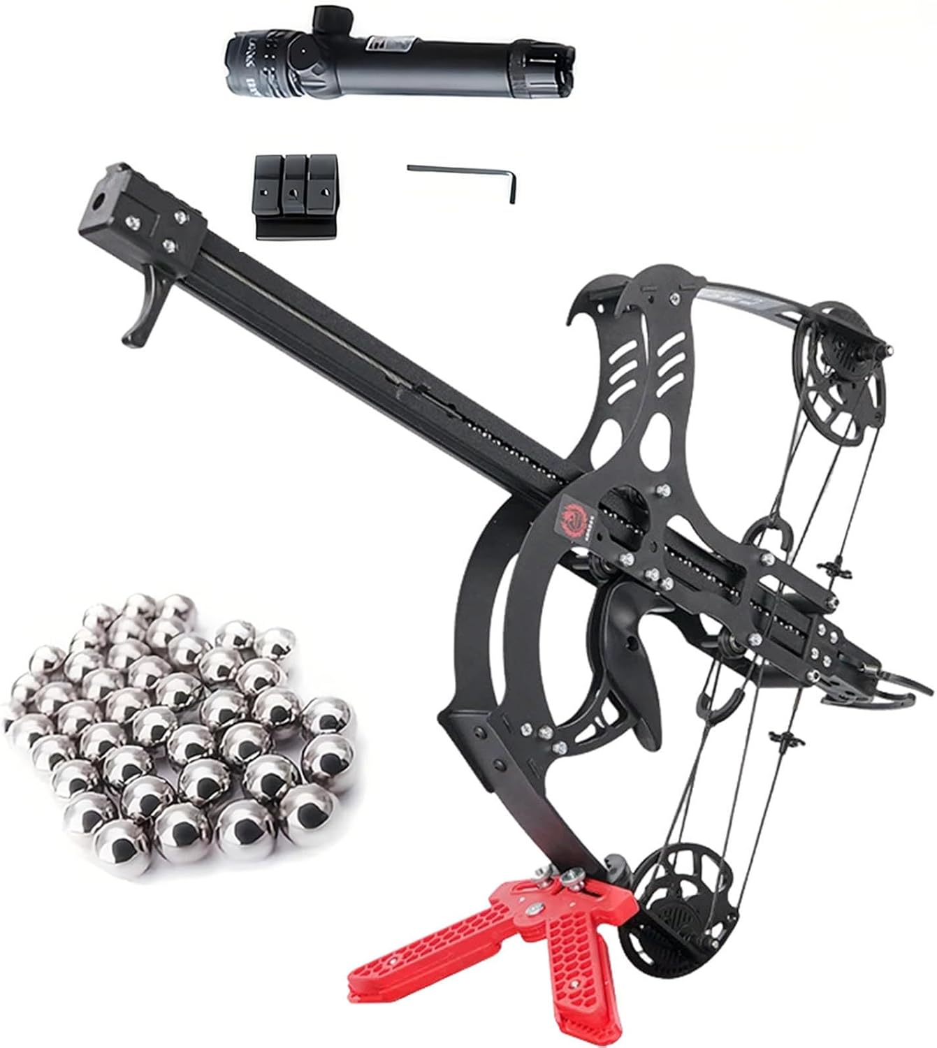 45-60lbs Adjustable Right Handed Compound Bow Kit, Dual-use for Archery & Steel Ball Shooting, Ball Bearing Hunting Bow for Adults with Complete Accessories (No Battery)