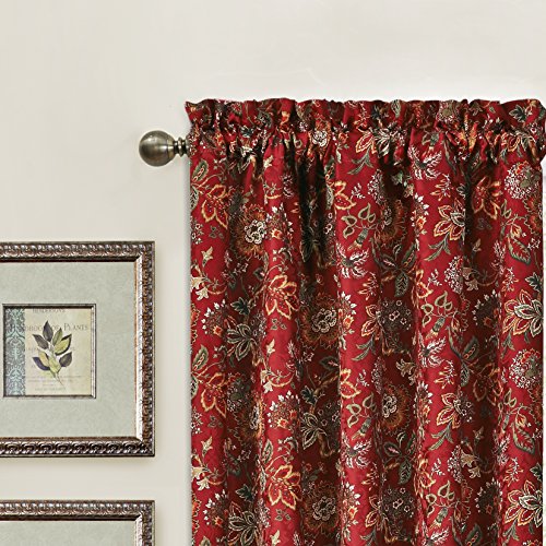 Image of Waverly Navarra Light Filtering Curtain Panel, Crimson, 52 inch x 84 inch