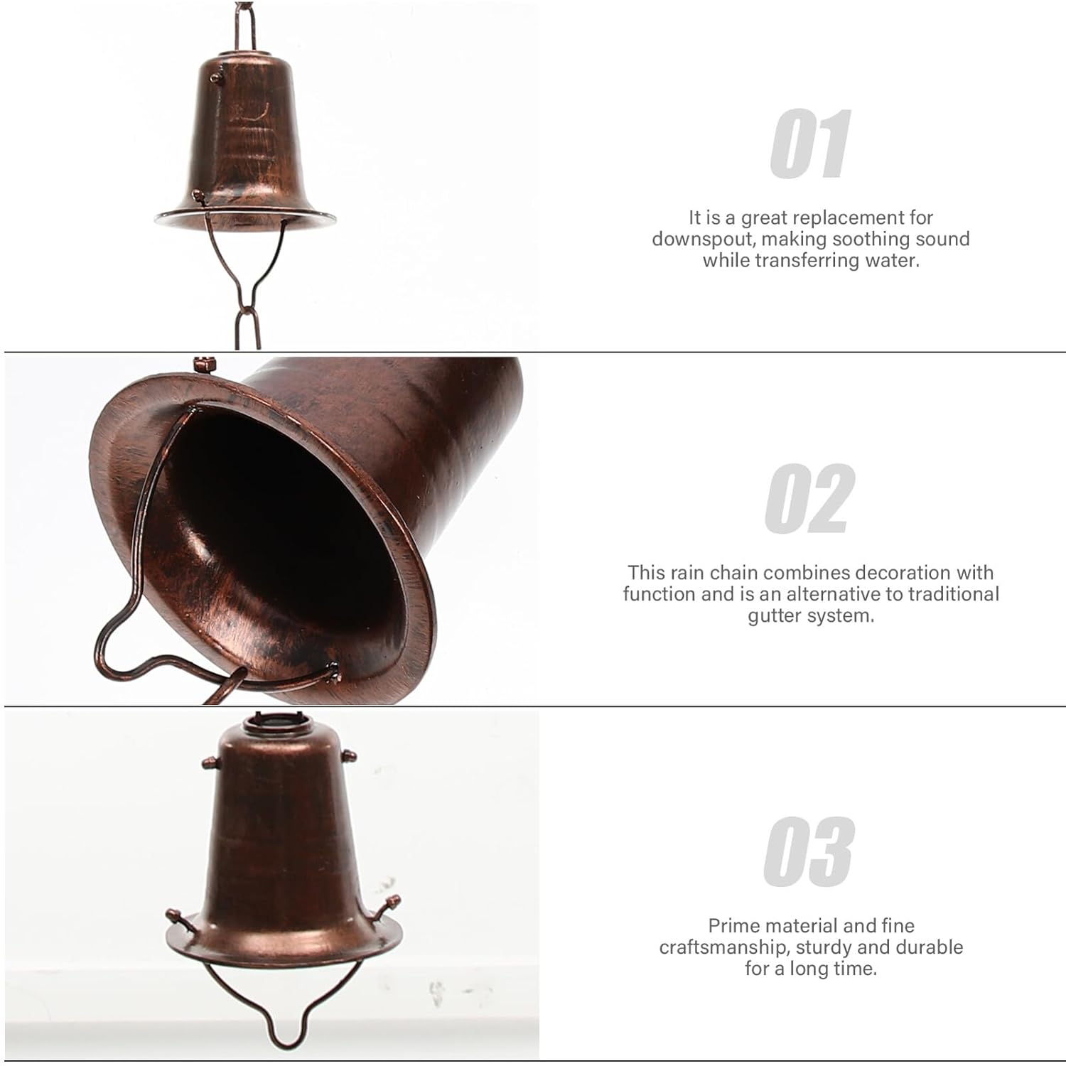 BESPORTBLE Aluminum Alloy Rain Chain for Gutters Decorative Metal Rainwater Catcher Outdoor Patio Garden Downspout Guide Chain