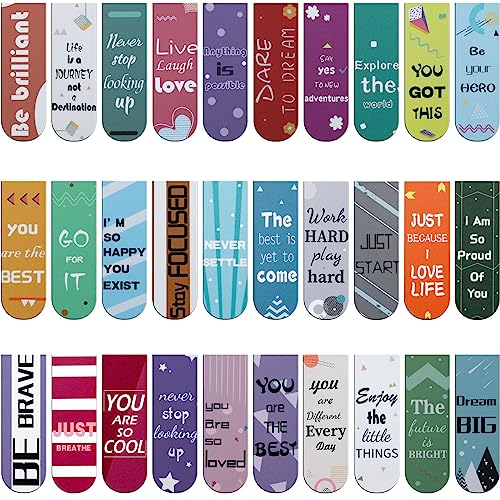 MWOOT 30 Piezas Citas de Inspiración Marcadores de Libro Magnéticos, Magnetic Bookmarks Set,Alentador Motivacional Marcapáginas Clip de Página para Estudiantes Oficina Suministros de lectura (2x6cm)
