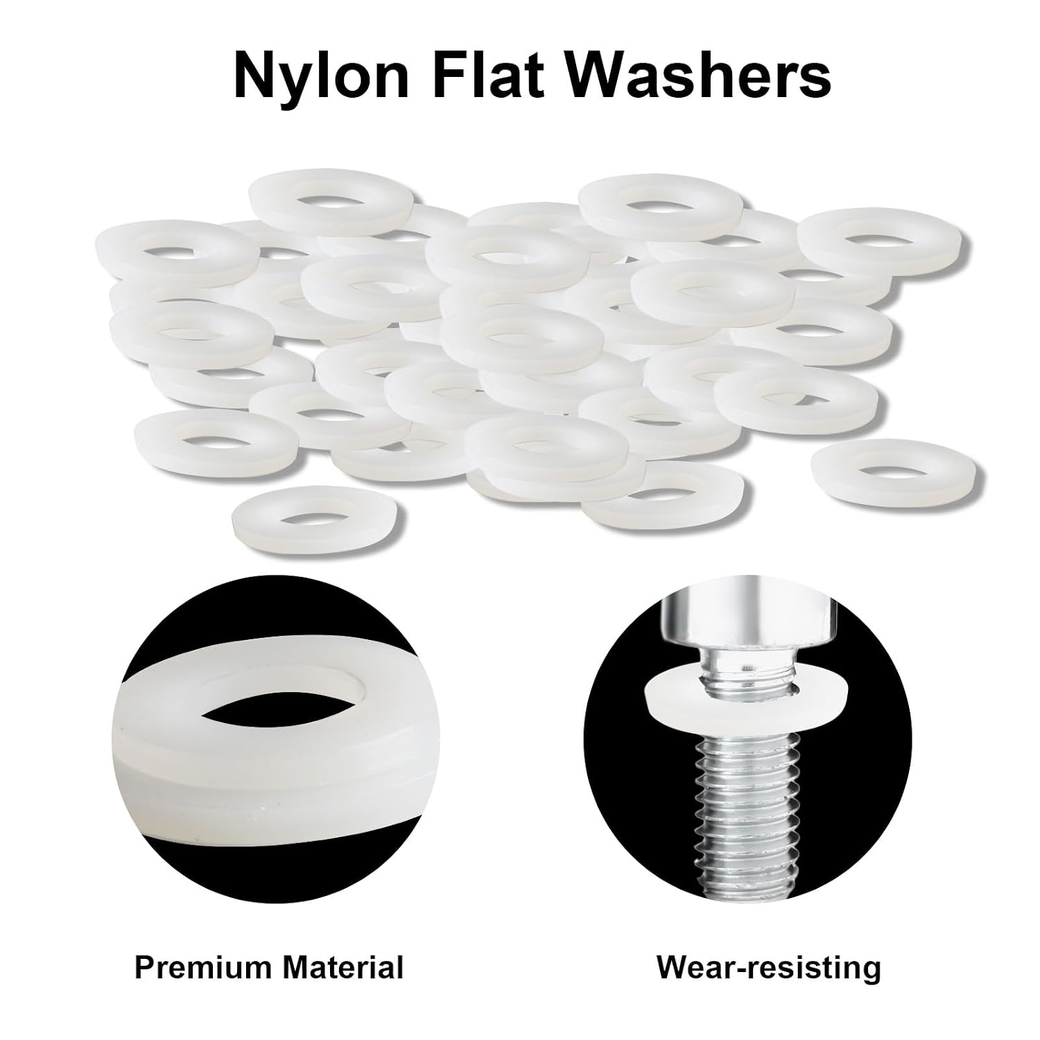 680Pcs Nylon Flat Washer Assortment Kit, 8 Sizes M2-M10, White
