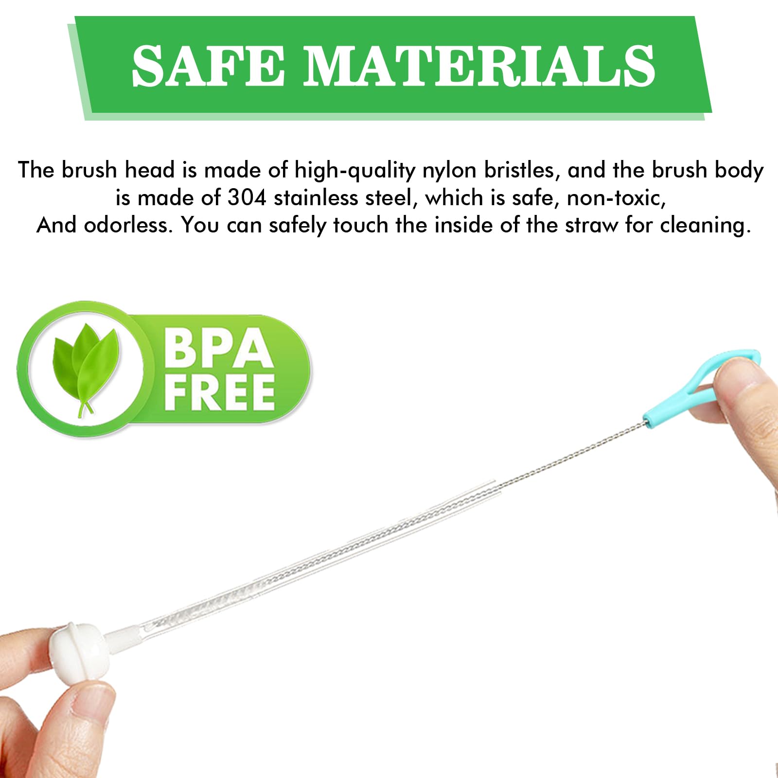 Straw Cleaner Brush Set, 8 Inch Long Cleaning Brush For Straws On Water Bottle, Sippy Cup, Pipes And Tubes 10 Piece, White
