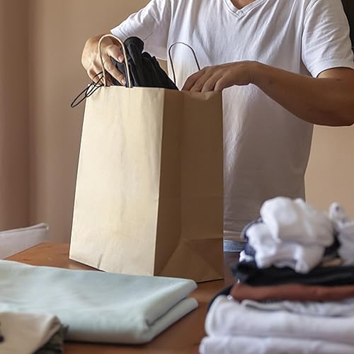 Miniatura 7 de XPCARE Paquete de 50 bolsas de regalo de papel con asas a granel, 16 x 6 x 12 pulgadas, bolsas de papel kraft natural, bolsas de papel marrón, para